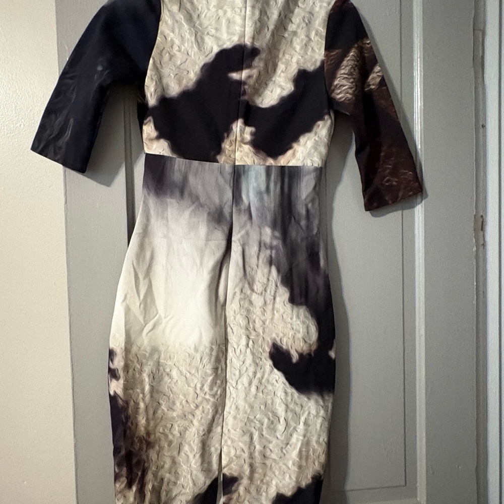 Black and Gray Sheath Cocktail Dress with 3/4 Sleeves